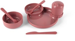 Dantoy set stoviglie bambini TINY Dinnertime rosso 7 pezzi giocattolo sostenibile