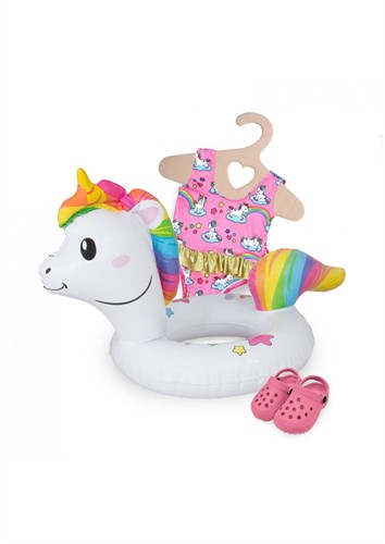 Heless set da bagno per bambole unicorno rosa-bianco per bambole 35-45cm-2