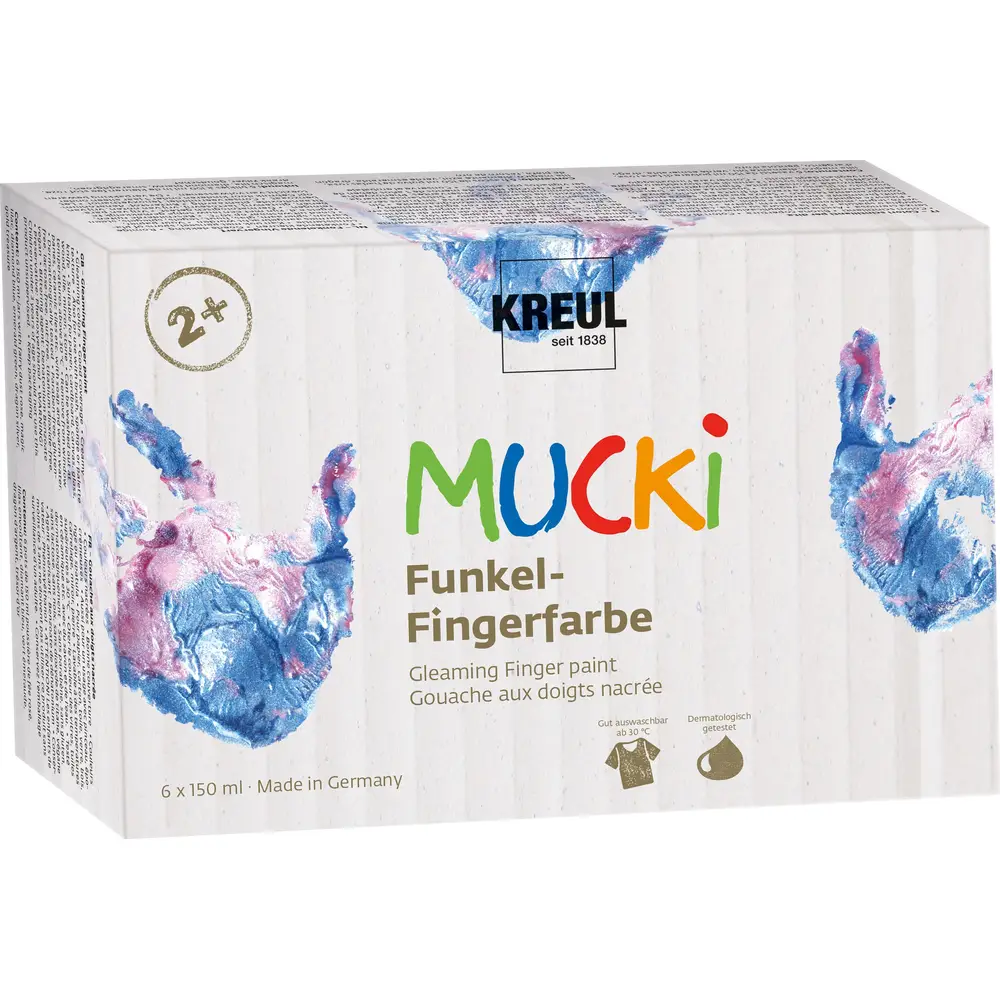 Kreul set di colori a dita 6 colori scintillanti per bambini 150 ml