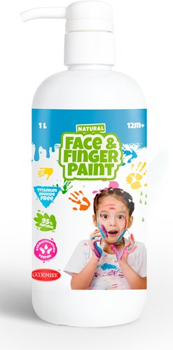 Face & Fingerpaint tempera per dita flacone con pompa bianco 1L bambini