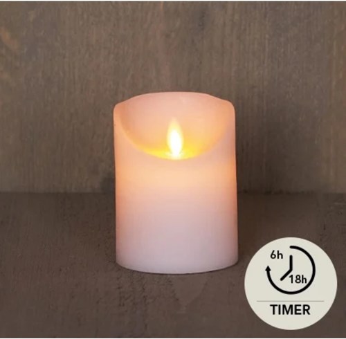 LED Rustiek stompkaars wit 7,5x10cm