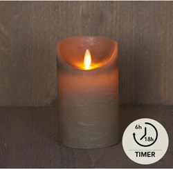 Anna's Collection candela LED cilindrica taupe rustica cera 7,5x12,5cm decorazione