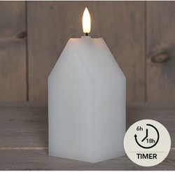 Anna's Collection candela LED casetta in cera bianca luce d'atmosfera 5x6x15cm
