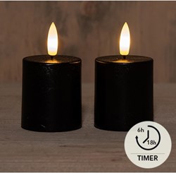 Anna's Collection candele LED nere set 2 pezzi con timer e fiamma realistica