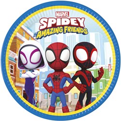 Globos piatti di carta Spidey compleanno FSC 8 pezzi 23 cm