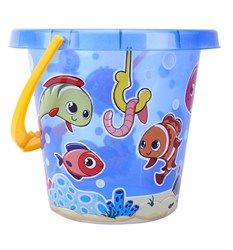 Secchiello giocattolo pesci trasparente spiaggia 21cm secchio divertente