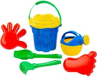 Set secchiello giocattolo da spiaggia classico blu 7 pezzi plastica
