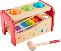 Fisher-Price xilofono in legno giocattolo con panca e martello per bambini