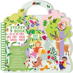 Avenir libro di adesivi foresta - giocattolo creativo con animali del bosco