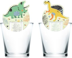 Folat decorazione bicchiere segna bicchieri dinosauro - 6 pezzi - carta multicolore