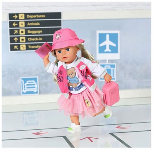 BABY born abbigliamento bambola outfit da viaggio 43cm con accessori e valigia-3