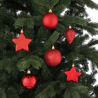 Set decorazioni albero di Natale plastica rosso infrangibile 40 pezzi festa-2