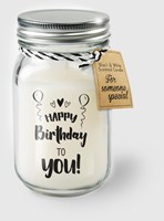 Candela profumata in vetro regalo compleanno vaniglia nero bianco