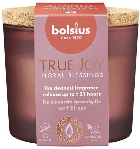 Bolsius candela profumata in vetro con tappo Floral Blessings 66/83 rosa-3
