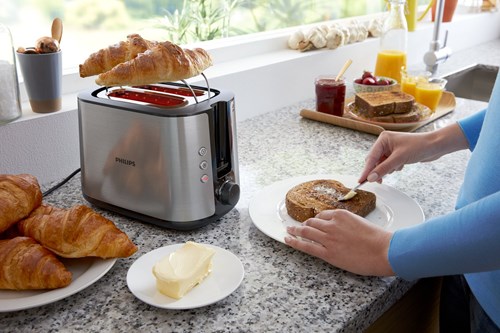 Philips tostapane Viva acciaio inox nero - 8 livelli - fessura larga