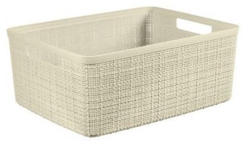 Curver cesta portaoggetti effetto juta 12 litri bianco sporco plastica-2