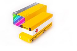 Candylab auto giocattolo in legno - scuolabus giallo rosso bianco - design classico