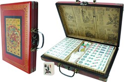 HOT Games Mah-Jong gioco da viaggio valigetta rossa lusso stile antico 23x16x5cm