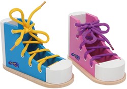 Small Foot scarpe in legno da infilare - giocattolo per imparare a fare i lacci