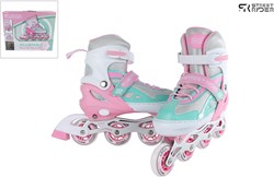 Pattini in linea rosa verde regolabili misura 29-32 pattini bambini