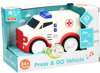 Auto ambulanza giocattolo Press & Go con suoni e batterie