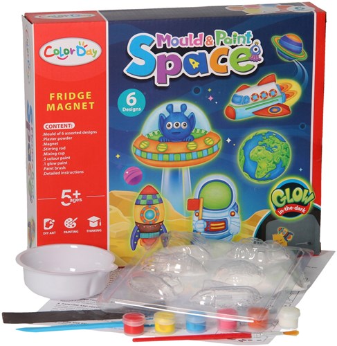Gips Gieten Magneten set creativa spazio glow in the dark giocattolo-3