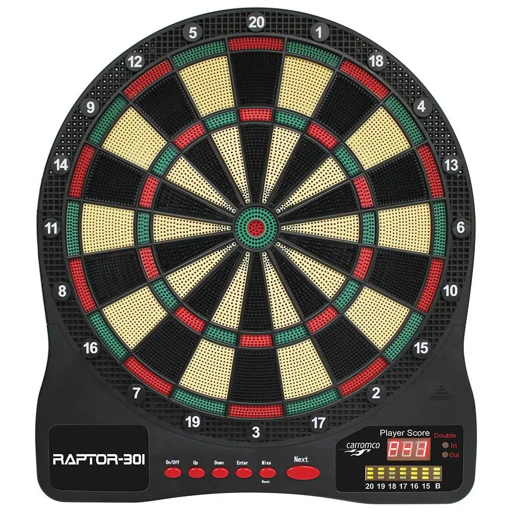 Carromco bersaglio elettronico Raptor-301 con 32 giochi e soft darts