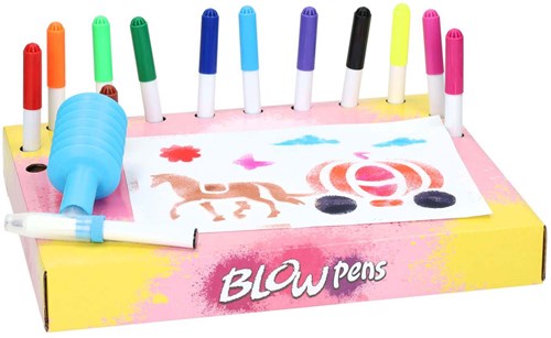 Lobbes set di pennarelli a soffio con pompa e stencil fantasia per bambini-2