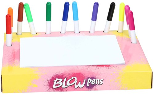 Lobbes set di pennarelli a soffio con pompa e stencil fantasia per bambini-3
