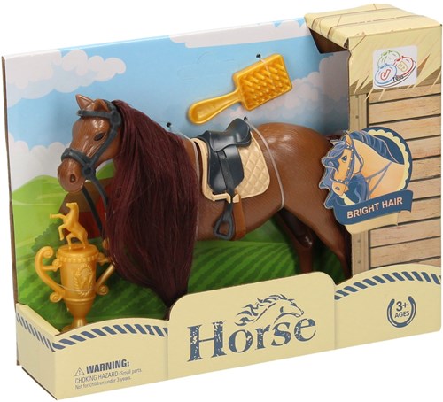 Cavallo giocattolo con pettine e trofeo - giocattolo cavallo per bambini-2