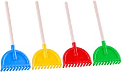 Giocattolo rastrello plastica con manico in legno multicolore 38cm giardino