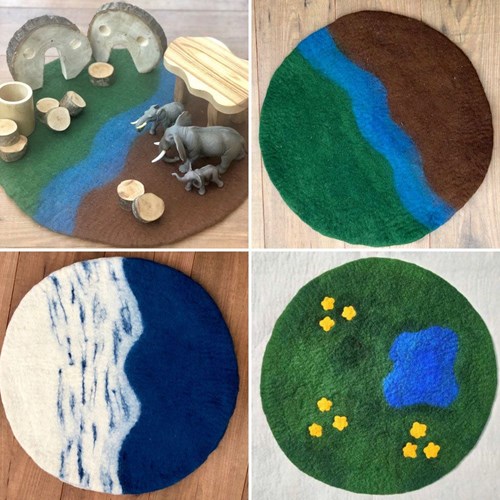 Cosy tappetini paesaggio in feltro set gioco 3 pezzi per gioco creativo