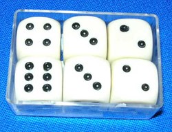 Longfield Games set dadi 16mm in scatola - 6 dadi bianchi in plastica