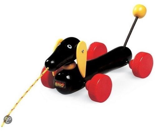 Brio cane da trainare - giocattolo in legno classico - 30332