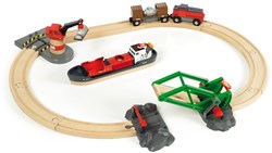 Brio set treno merci porto - nave container e gru