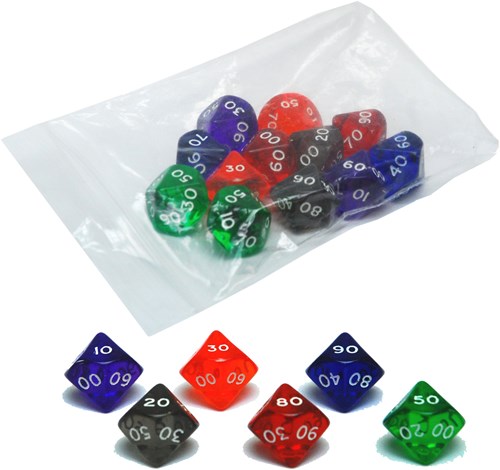 HOT Games dadi acrilico D10 dieci facce 22mm 6 colori set 12 pezzi
