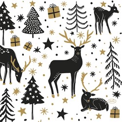 Duni tovaglioli Magic Winter nero carta 3 veli 33x33 cm stelle