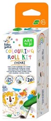 Haku Yoka set rotolo da colorare giocattolo - Safari con pastelli a cera e adesivi