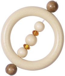 Heimess anello dentizione ambra sonaglio in legno per bambini - giocattolo naturale