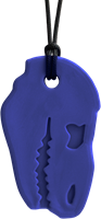 ARK Therapeutic collana da mordere T-Rex giocattolo sensoriale blu scuro Stevige, brede kauwketting in T-Rex-vorm, geliefd bij dinofans, voor kinderen en volwassenen.