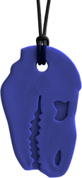 ARK Therapeutic collana da mordere T-Rex giocattolo sensoriale blu scuro Stevige, brede kauwketting in T-Rex-vorm, geliefd bij dinofans, voor kinderen en volwassenen.