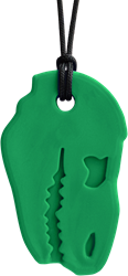 ARK Therapeutic collana da masticare giocattolo sensoriale T-Rex verde foresta XXT Stevige, brede kauwketting in T-Rex-vorm, geliefd bij dinofans, voor kinderen en volwassenen.