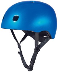 Micro casco bambino bici monopattino blu metallizzato con luce LED S