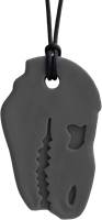 ARK Therapeutic collana da masticare Dino-Bite gioco sensoriale grigio XXT Stevige, brede kauwketting in T-Rex-vorm, geliefd bij dinofans, voor kinderen en volwassenen.