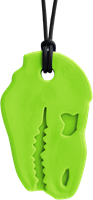 ARK Therapeutic collana da masticare Dino-Bite giocattolo sensoriale verde lime XT Stevige, brede kauwketting in T-Rex-vorm, geliefd bij dinofans, voor kinderen en volwassenen.