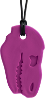 ARK Therapeutic collana da mordere dinosauro giocattolo sensoriale magenta Stevige, brede kauwketting in T-Rex-vorm, geliefd bij dinofans, voor kinderen en volwassenen.