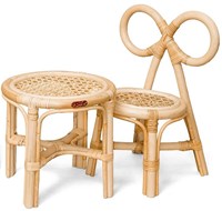 Poppie Toys set sedia e tavolino in rattan per bambole