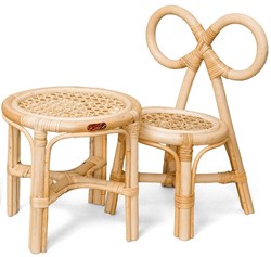Poppie Toys set sedia e tavolino in rattan per bambole