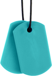 ARK Therapeutic gioiello da masticare Chew Tags - giocattolo sensoriale per bambini Dunne, discrete kauwketting met twee hangers in dog-tag-stijl, voor kinderen en volwassenen.