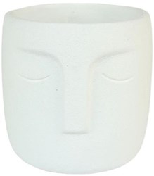 HBX natural living vaso da fiori ceramica viso bianco decorazione 15,5x14,8cm